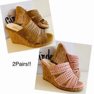 2 Pair of Cinderella of Boston size 5 Wide Wedge Slides